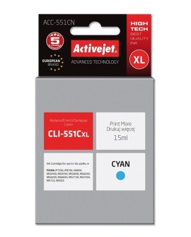 Activejet ACC-551CN Tusz (zamiennik Canon CLI-551C Supreme 15 ml niebieski)