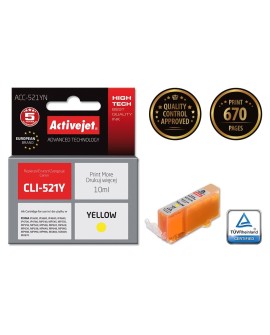 Activejet ACC-521YN Tusz (zamiennik Canon CLI-521Y Supreme 10 ml żółty)