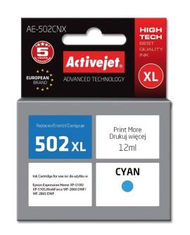 Activejet AE-502CNX Tusz (zamiennik Epson 502XL W24010 Supreme 12 ml niebieski)