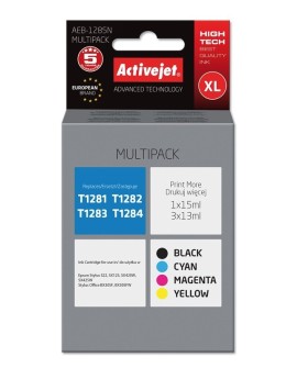 Activejet AEB-1285N Tusz (zamiennik Epson T1281, T1282, T1283, T1284 Supreme 1 x 15 ml, 3 x 13 ml czarny, czerwony, niebieski,