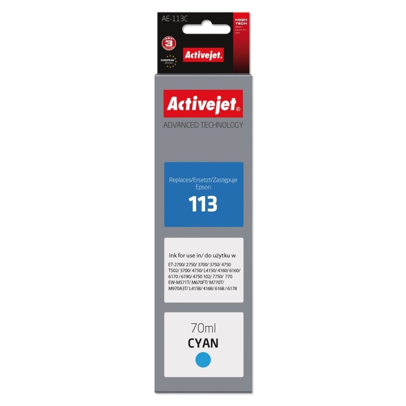 Activejet AE-113C Tusz (zamiennik Epson 113 C13T06B240 Supreme 70ml niebieski)