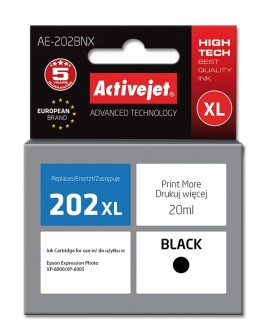 Activejet AE-202BNX Tusz (zamiennik Epson 202XL G14010 Supreme 20 ml czarny)