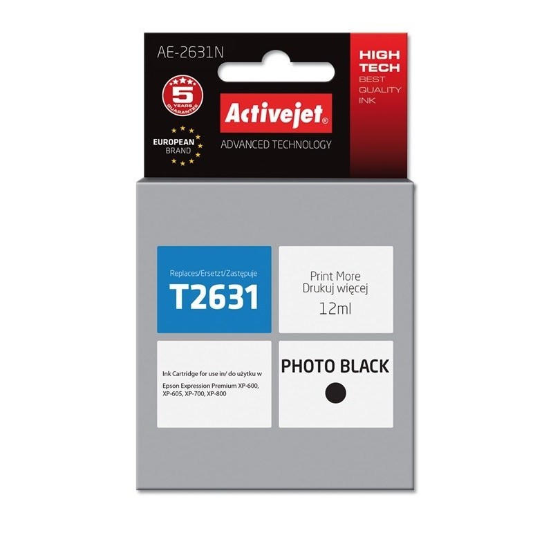 Activejet AE-2631N Tusz (zamiennik Epson 26 T2631 Supreme 12 ml czarny)