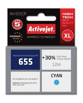 Activejet AH-655CR Tusz (zamiennik HP 655 CZ110AE Premium 12 ml niebieski)