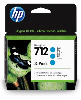 HP Zestaw 3 błękitnych wkładów atramentowych 712 DesignJet 29 ml