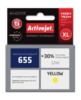 Activejet AH-655YR Tusz (zamiennik HP 655 CZ112AE Premium 12 ml żółty)