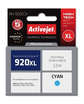Activejet AH-920CCX Tusz (zamiennik HP 920XL CD972AE Premium 12 ml niebieski)