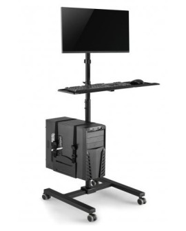 Wózek stand profesjonalny Maclean, mobilne stanowisko komputerowe na kółkach, max 17"-32", max 20kg, MC-793