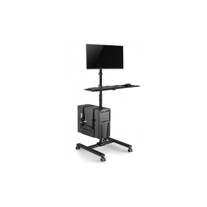 Wózek stand profesjonalny Maclean, mobilne stanowisko komputerowe na kółkach, max 17"-32", max 20kg, MC-793
