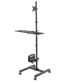 Wózek stand profesjonalny Maclean, mobilne stanowisko komputerowe na kółkach, max 17"-32", max 20kg, MC-793