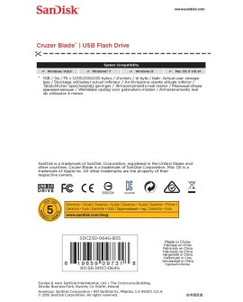 Pendrive SanDisk Cruzer Blade SDCZ50-064G-B35 (64GB USB 2.0 kolor czarny)