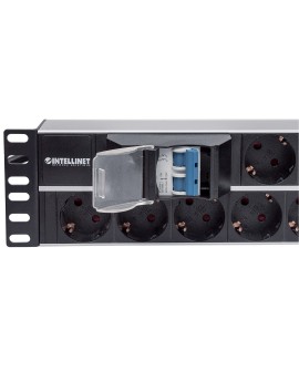 Intellinet 714051 rozdzielacz zasilania PDU 15 x gniazdo sieciowe 2U Aluminium, Czarny