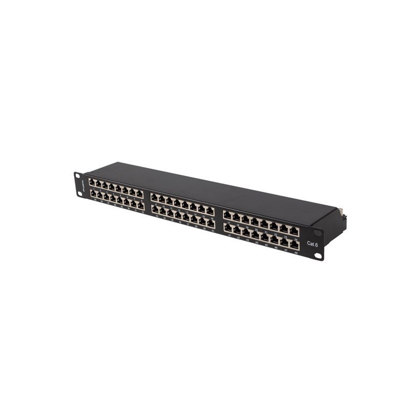 PATCH PANEL 48 PORT 1U 19" KAT.6 FTP EKRANOWANY CZARNY LANBERG