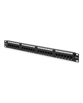 Digitus Panel krosowy (patch panel) 19'' 24x RJ45, LSA pion, kat.5e, nieekranowany, 1U, prowadnica kabli, czarny, pola opisowe
