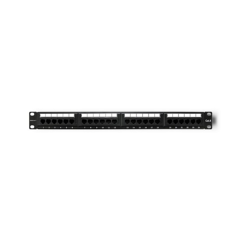 Qoltec Patch panel RACK | 24 porty | kat.6 UTP | Czarny