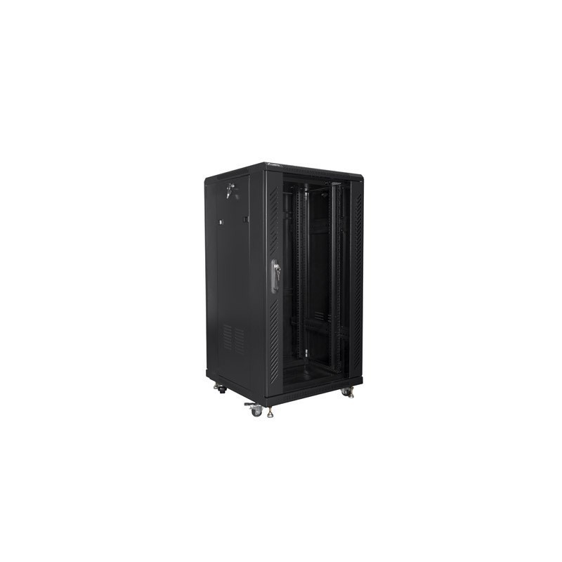 Szafa rack Lanberg FF01-6622-12B (22U 19'' 1160 mm / 600mm / 600 mm stojąca Szklane 800 kg kolor czarny)