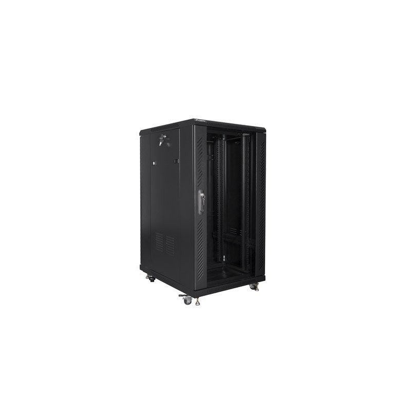 Szafa rack Lanberg FF01-6822-12B (22U 19'' 1160 mm / 600mm / 800 mm stojąca Szklane 800 kg kolor czarny)