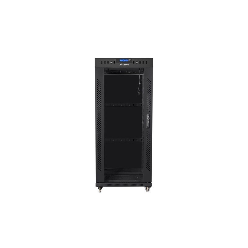 LANBERG SZAFA STOJĄCA RACK 19" 27U 600X600 DRZWI SZKLANE LCD CZARNA FF01-6627-12BL (FLAT PACK)