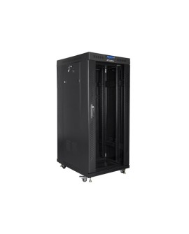 LANBERG SZAFA STOJĄCA RACK 19" 27U 600X600 DRZWI SZKLANE LCD CZARNA FF01-6627-12BL (FLAT PACK)