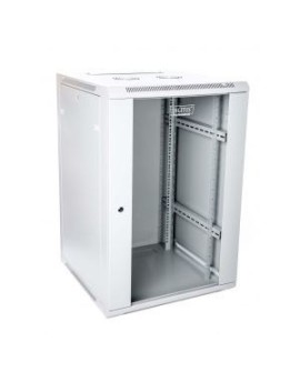Szafa sieciowa wisząca 19" 18U rack 600x600, drzwi szyba, szary, niedzielona, złożona, 60kg