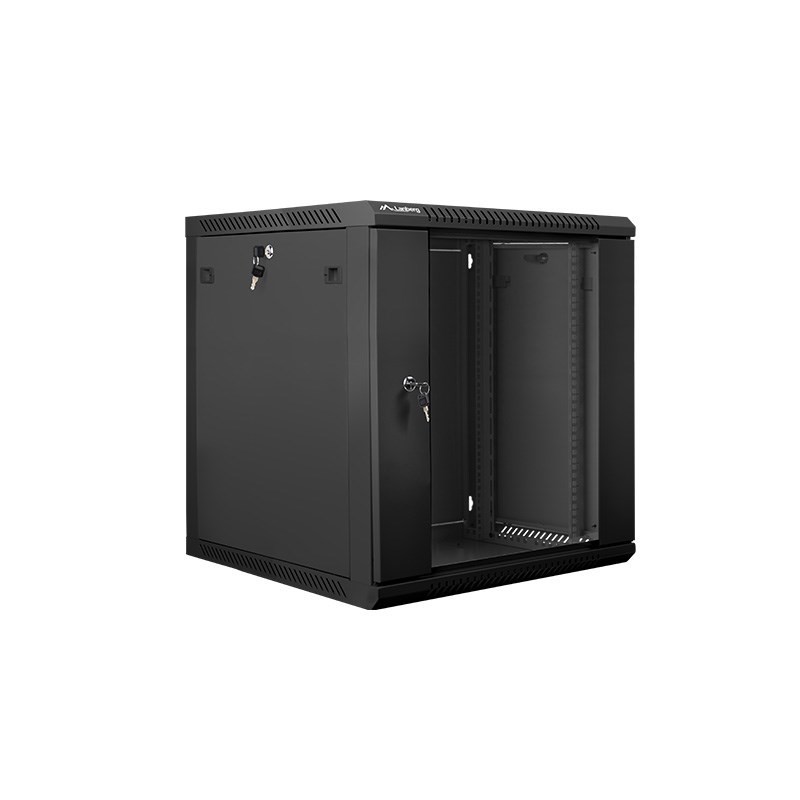 Szafa rack Lanberg WF01-6612-10B (12U 635mm / 600mm / 600 mm wisząca Szklane 19'' kolor czarny)