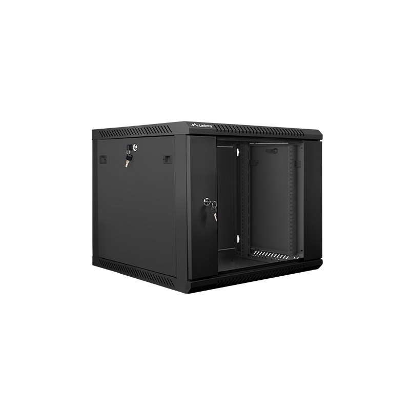 Szafa jednosekcyjna Lanberg WF01-6609-10B (9U 500mm / 600mm / 600 mm wisząca Szklane 19'' kolor czarny)