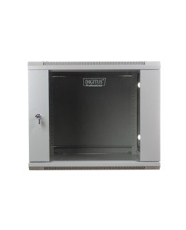 Szafa sieciowa wisząca 19" 9U rack 600x450, drzwi szyba, szary, niedzielona, niezłożona, 60kg