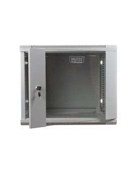 Szafa sieciowa wisząca 19" 9U rack 600x450, drzwi szyba, szary, niedzielona, niezłożona, 60kg