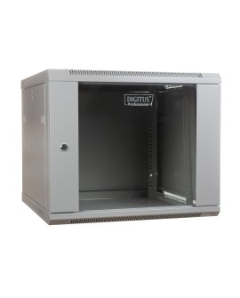 Szafa sieciowa wisząca 19" 9U rack 600x450, drzwi szyba, szary, niedzielona, niezłożona, 60kg