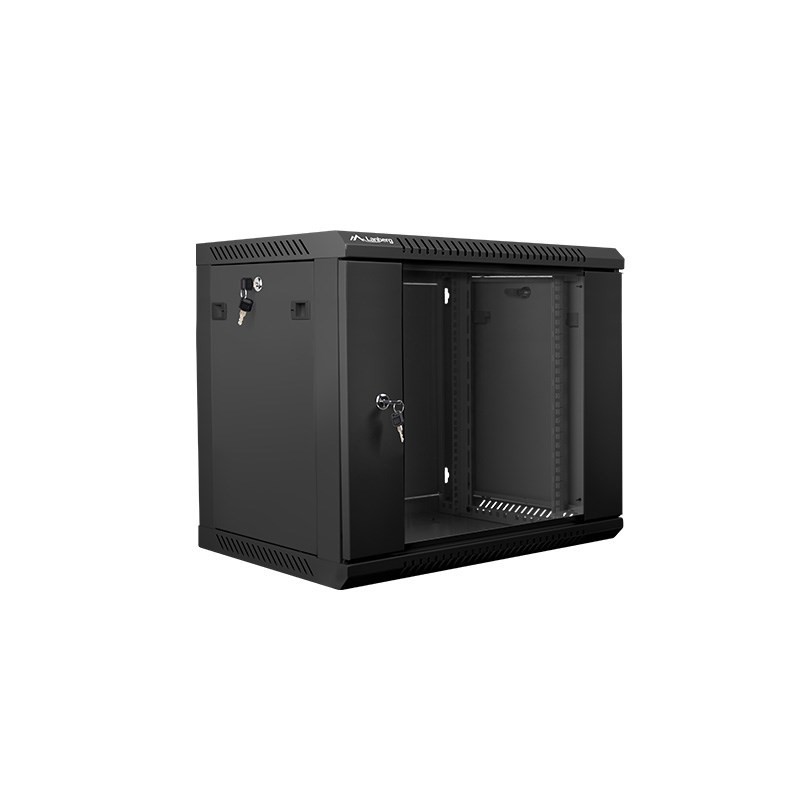 Szafa jednosekcyjna Lanberg WF01-6409-10B (9U 502mm / 600mm / 450 mm wisząca Szklane 19'' kolor czarny)