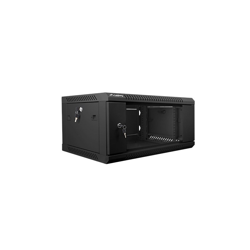 Szafa jednosekcyjna Lanberg WF01-6404-10B (4U 280mm / 600mm / 450 mm wisząca Szklane 19'' kolor czarny)