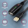 Axagon ADR-215 USB 2.0 A-M - A-F active extension/repeater cable 15m - Kabel - Digital/Daten kabel USB USB A Czarny