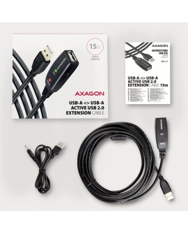 Axagon ADR-215 USB 2.0 A-M - A-F active extension/repeater cable 15m - Kabel - Digital/Daten kabel USB USB A Czarny
