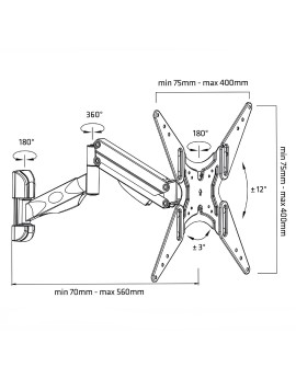 Uchwyt ścienny do telewizora Maclean MC-784 (Obrotowy, ścienne, Uchylny 32" - 55" max. 20kg)