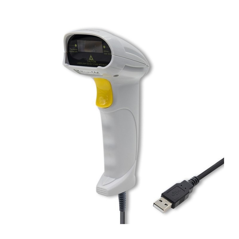 QOLTEC CZYTNIK KODÓW KRESKOWYCH LASEROWY | 1D | USB | BIAŁY