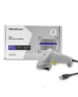 QOLTEC CZYTNIK KODÓW KRESKOWYCH LASEROWY | 1D | USB | BIAŁY