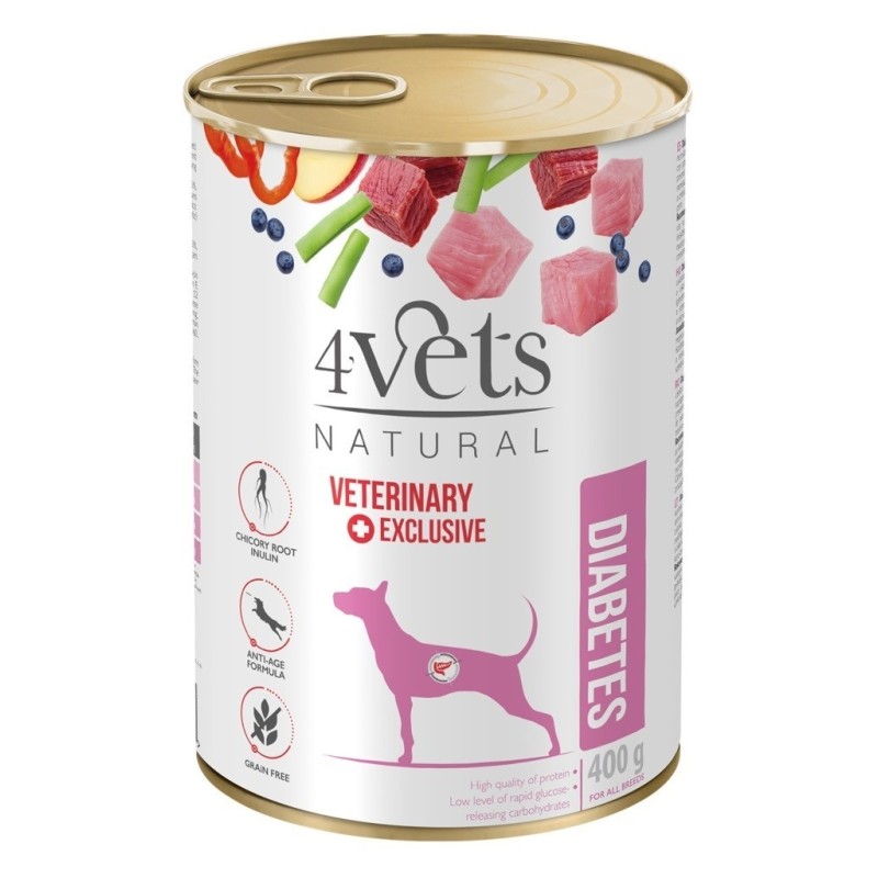 4VETS Natural Diabetes Dog - mokra karma dla psa - 400 g