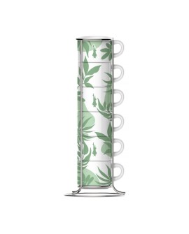 Bialetti Primavera Zestaw 6 filiżanek do espresso na stojaku - Zielony