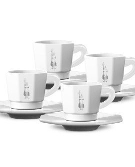 Bialetti Zestaw 4 filiżanek z podstawką - Biały (4 sztuki)