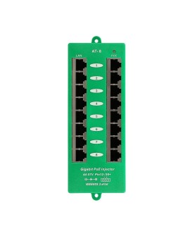 Extralink Gigabit PoE Injector 8 Portowy Aktywny, 8 portów Gigabit 802.3at/af, Mode A
