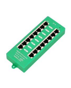Extralink Gigabit PoE Injector 8 Portowy Aktywny, 8 portów Gigabit 802.3at/af, Mode A