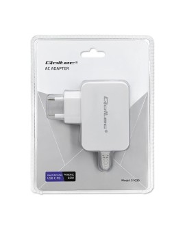 QOLTEC ZASILACZ SIECIOWY 65W | 5-20.3V | 2-3.25A | USB TYP C | PD | BIAŁY