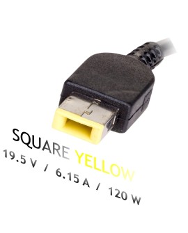 Zasilacz sieciowy Akyga AK-ND-52 do notebooka IBM, Lenovo (19,5 V 6,15 A 120W Slim Tip, Square yellow )
