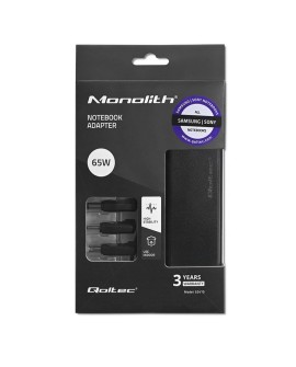 QOLTEC ZASILACZ DO LAPTOPÓW SPECJALIZOWANY DO SAMSUNG / SONY 65W | 3WTYCZKI | +KABEL ZASILAJĄCY