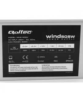Qoltec ATX 505W WIND moduł zasilaczy 20+4 pin ATX Szary