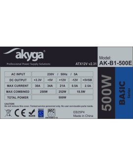 Zasilacz Akyga Basic AK-B1-500E (500 W Pasywne 120 mm)
