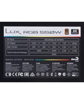 Zasilacz Aerocool LUX AEROPGSLUXRGB-550 (550 W 120 mm)