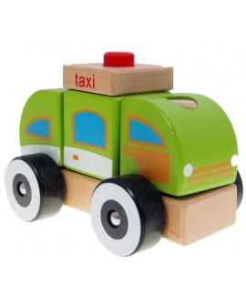 IBOX Drewniany samochodzik taksówka W05C010