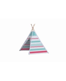 Namiot drewniany Tipi niebiesko-czerwony John