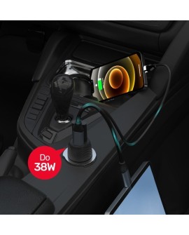 UNITEK ŁADOWARKA SAMOCHODOWA 38W, USB-A USB-C, QC3.0, P1400A